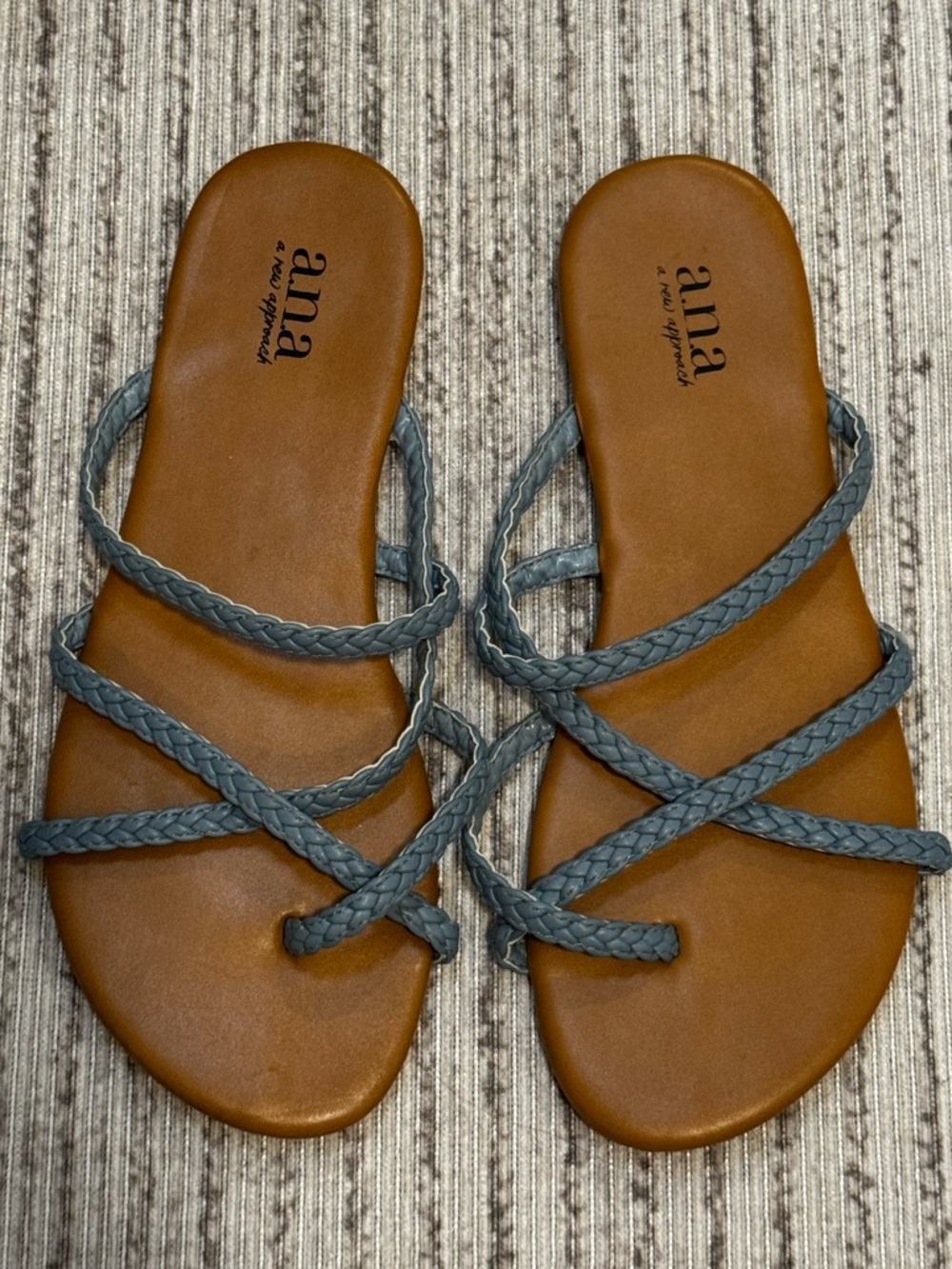 ANA Womens Braided Strap Sandals Size 6 Brown Gray Flat Casual